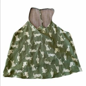 Wet Seal Tank Top Khaki Kittens Print Size M